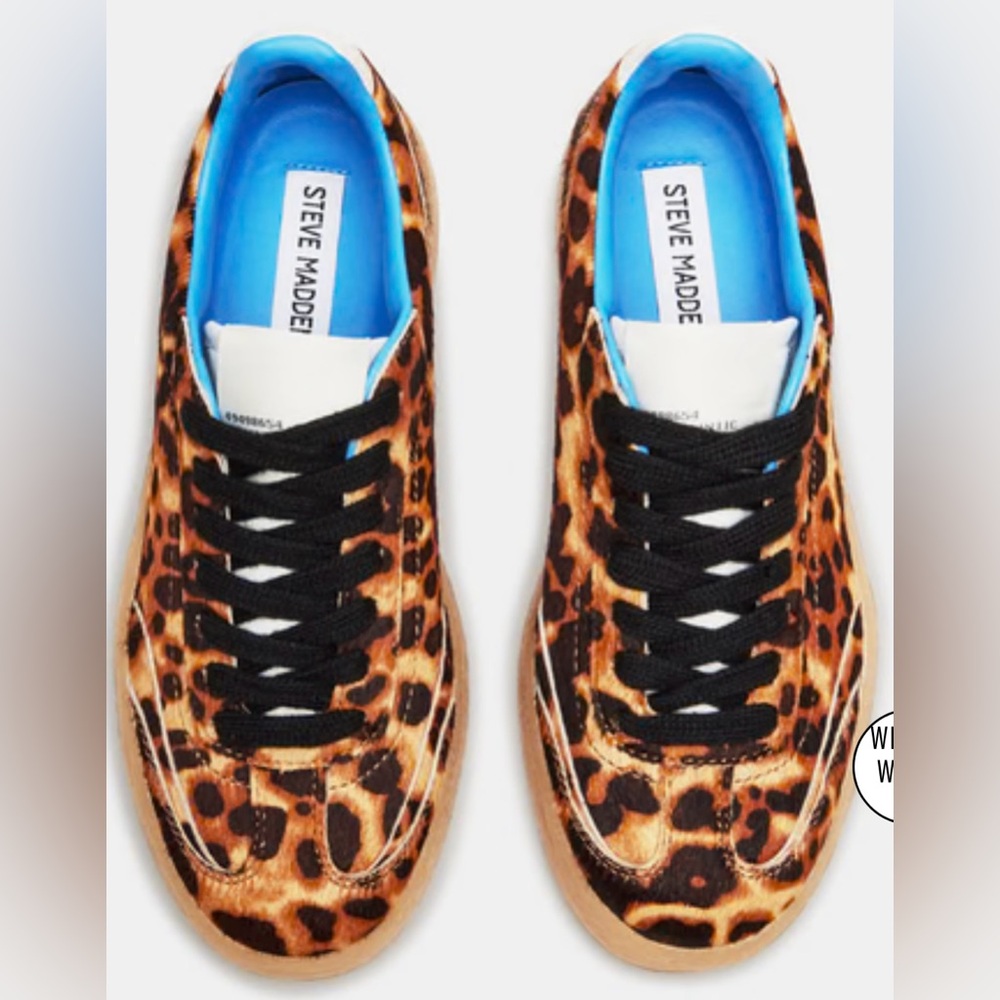Steve Madden Leopard Print Sneakers with Blue Accents